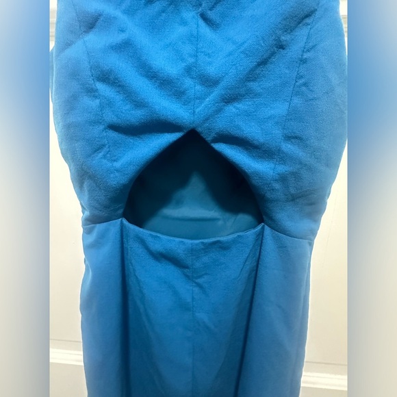 THEORY 'Jemania' Back Cutout Stretch Blue Wool Sheath Dress Sz 4 NWOT - Picture 7 of 7